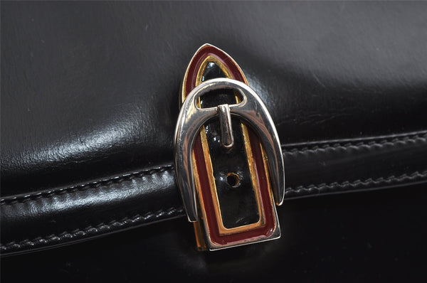 Authentic GUCCI Vintage Shoulder Bag Purse Leather Black 8278I