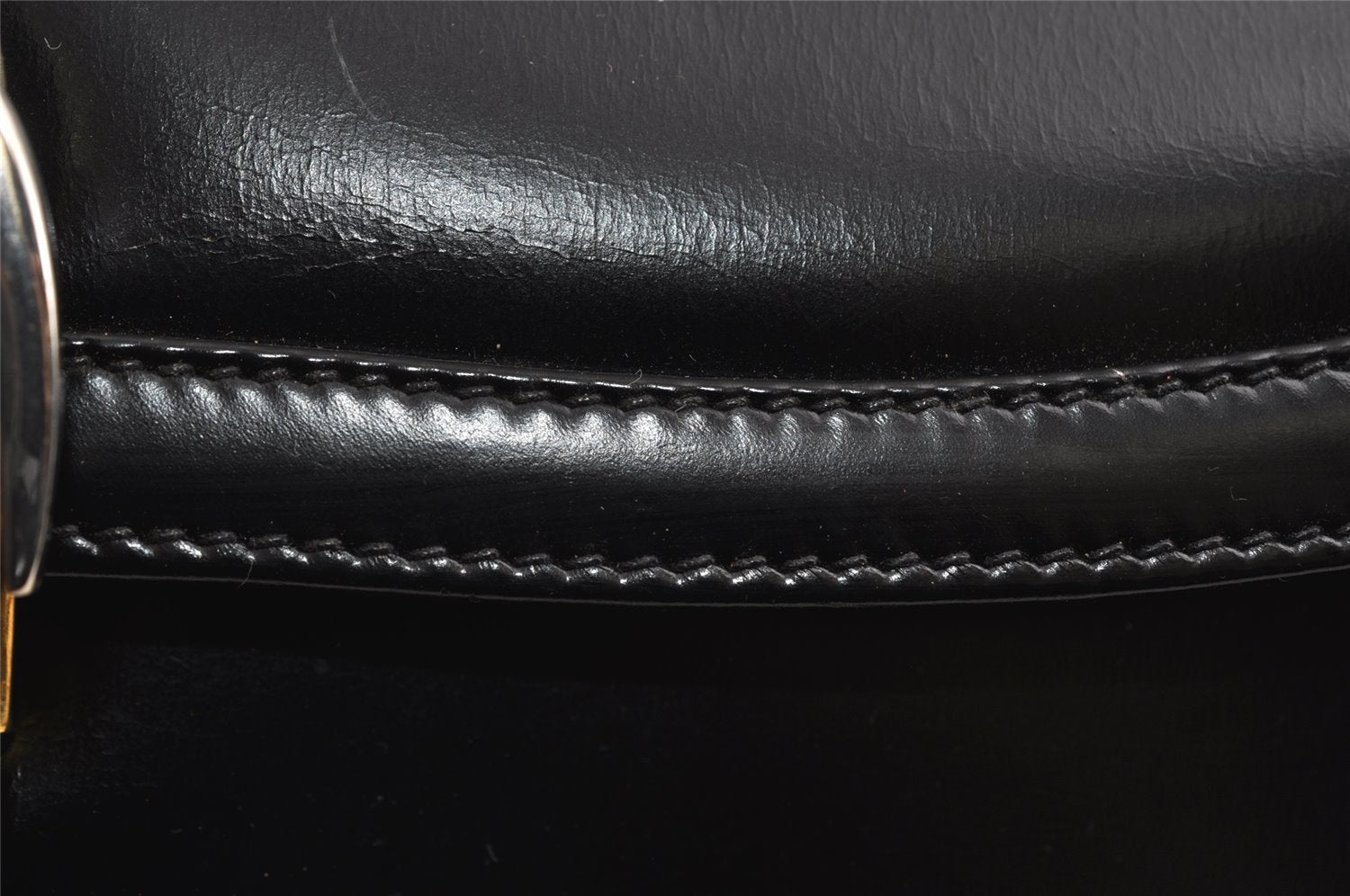 Authentic GUCCI Vintage Shoulder Bag Purse Leather Black 8278I