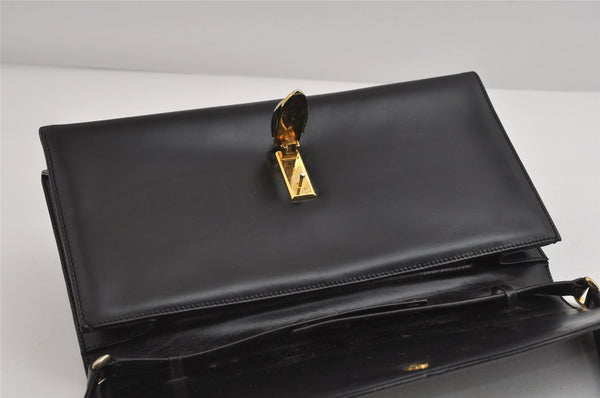 Authentic GUCCI Vintage Shoulder Bag Purse Leather Black 8278I