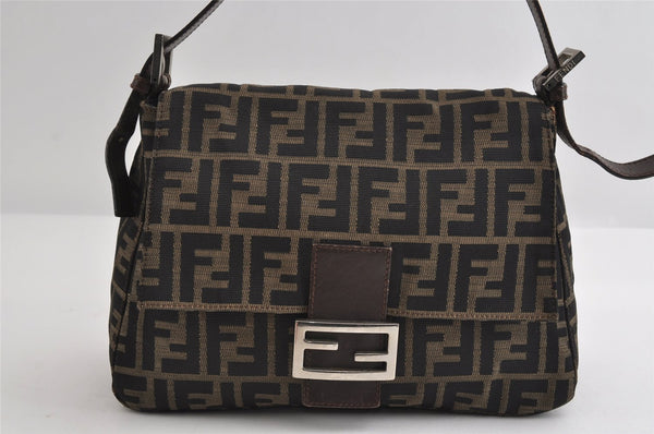 Authentic FENDI Zucca Mamma Baguette Shoulder Bag Canvas Leather Brown 8279I