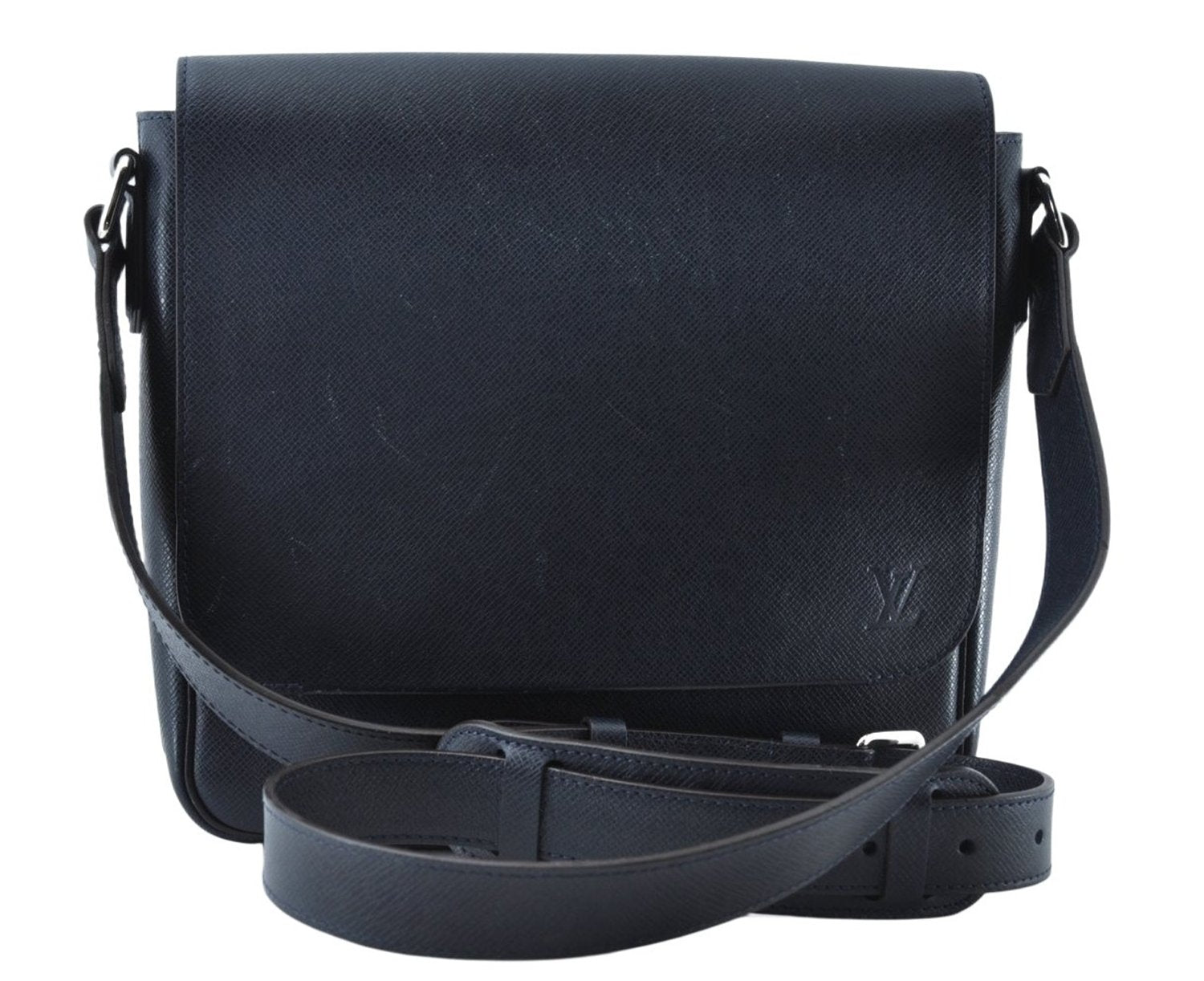 Auth Louis Vuitton Taiga Roman PM Shoulder Cross Bag Navy Blue M32725 LV 8279M