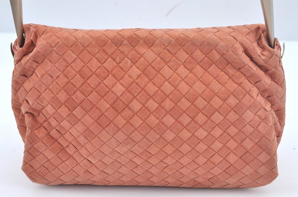 Authentic BOTTEGA VENETA Intrecciato Nylon Leather Shoulder Bag Orange 8282I