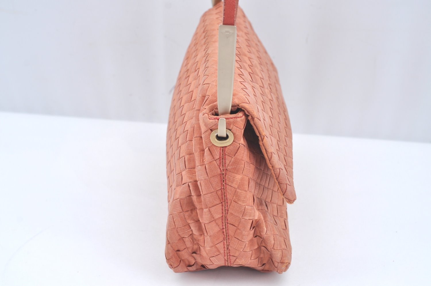 Authentic BOTTEGA VENETA Intrecciato Nylon Leather Shoulder Bag Orange 8282I
