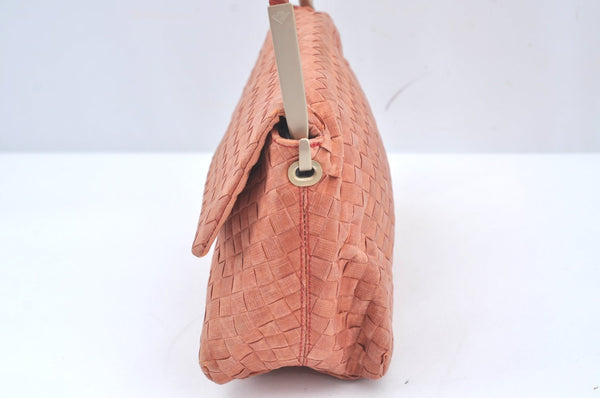 Authentic BOTTEGA VENETA Intrecciato Nylon Leather Shoulder Bag Orange 8282I
