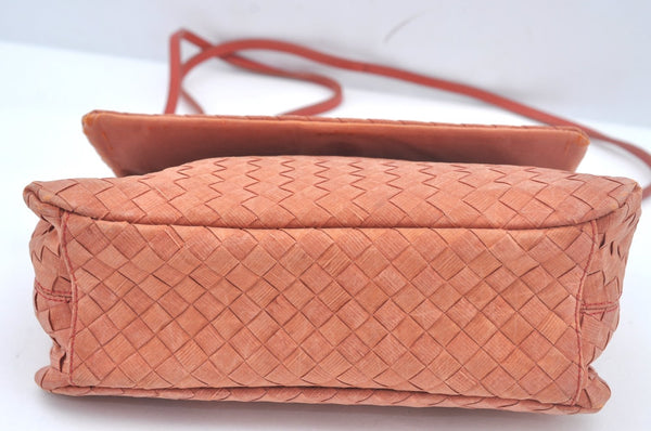 Authentic BOTTEGA VENETA Intrecciato Nylon Leather Shoulder Bag Orange 8282I