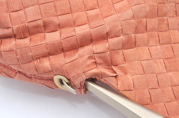 Authentic BOTTEGA VENETA Intrecciato Nylon Leather Shoulder Bag Orange 8282I