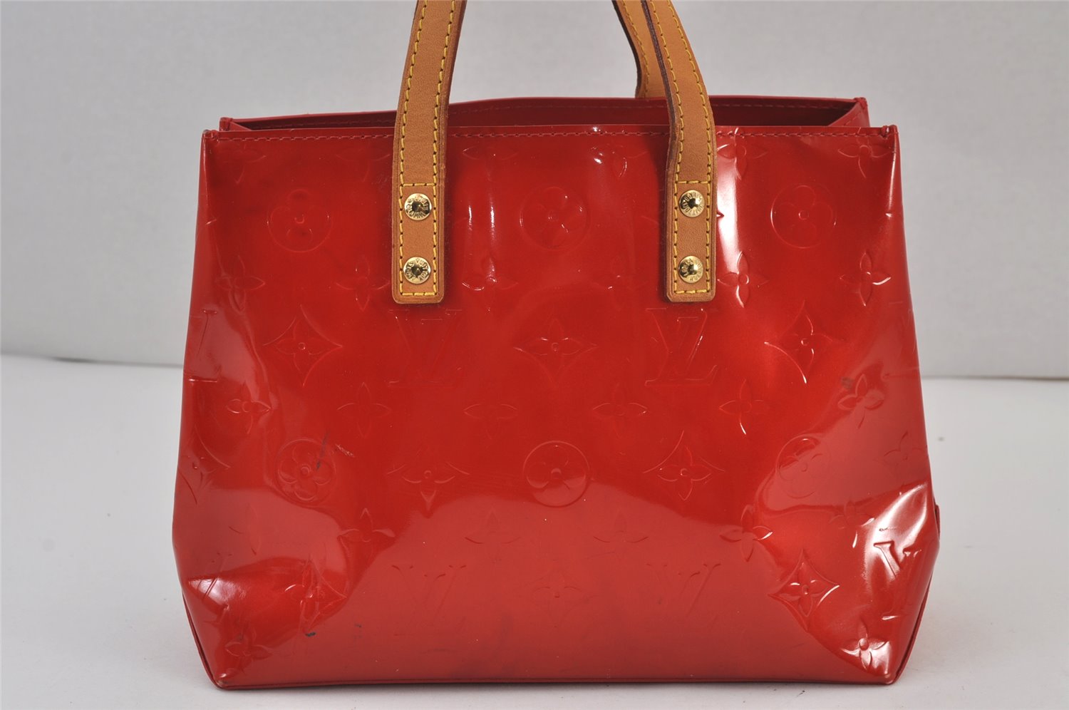 Authentic Louis Vuitton Vernis Reade PM Hand Bag Red M91088 LV 8284J