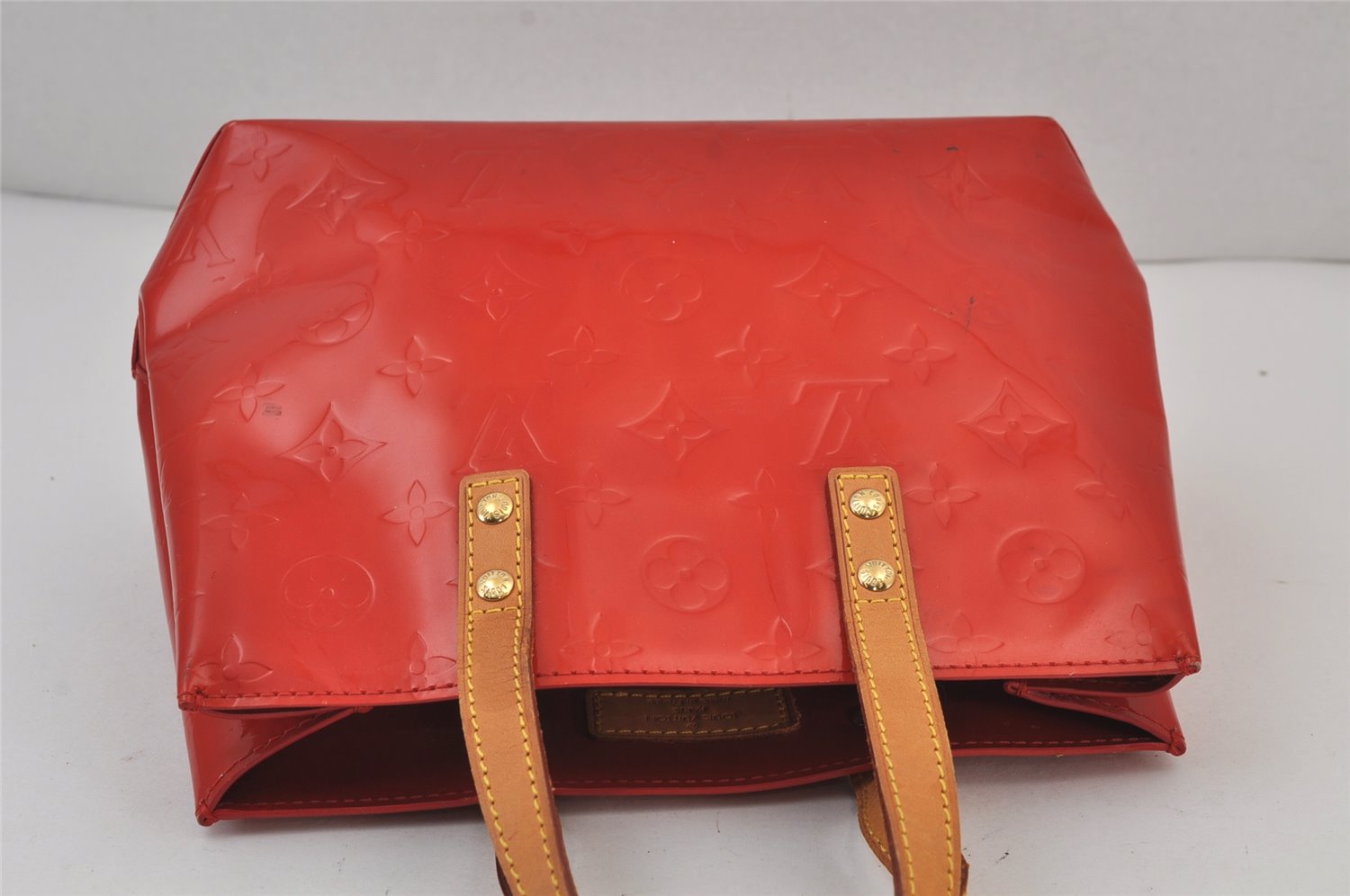 Authentic Louis Vuitton Vernis Reade PM Hand Bag Red M91088 LV 8284J