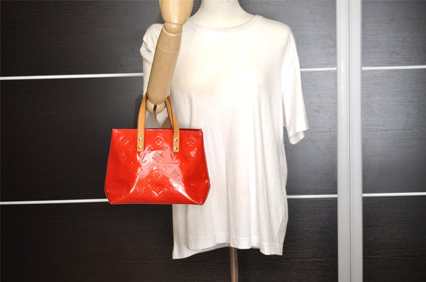 Authentic Louis Vuitton Vernis Reade PM Hand Bag Red M91088 LV 8284J