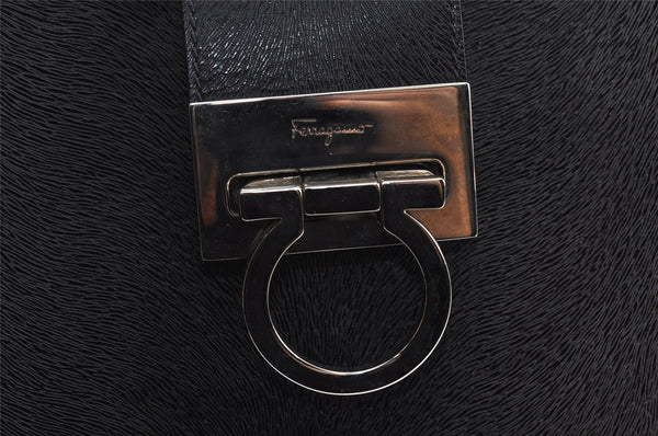 Authentic Salvatore Ferragamo Gancini Leather Shoulder Bag Purse Gray SF 8286J