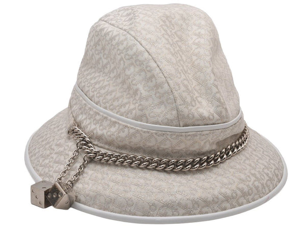 Authentic Christian Dior Trotter Chain Bucket Hat Size 58 Canvas White 8287I