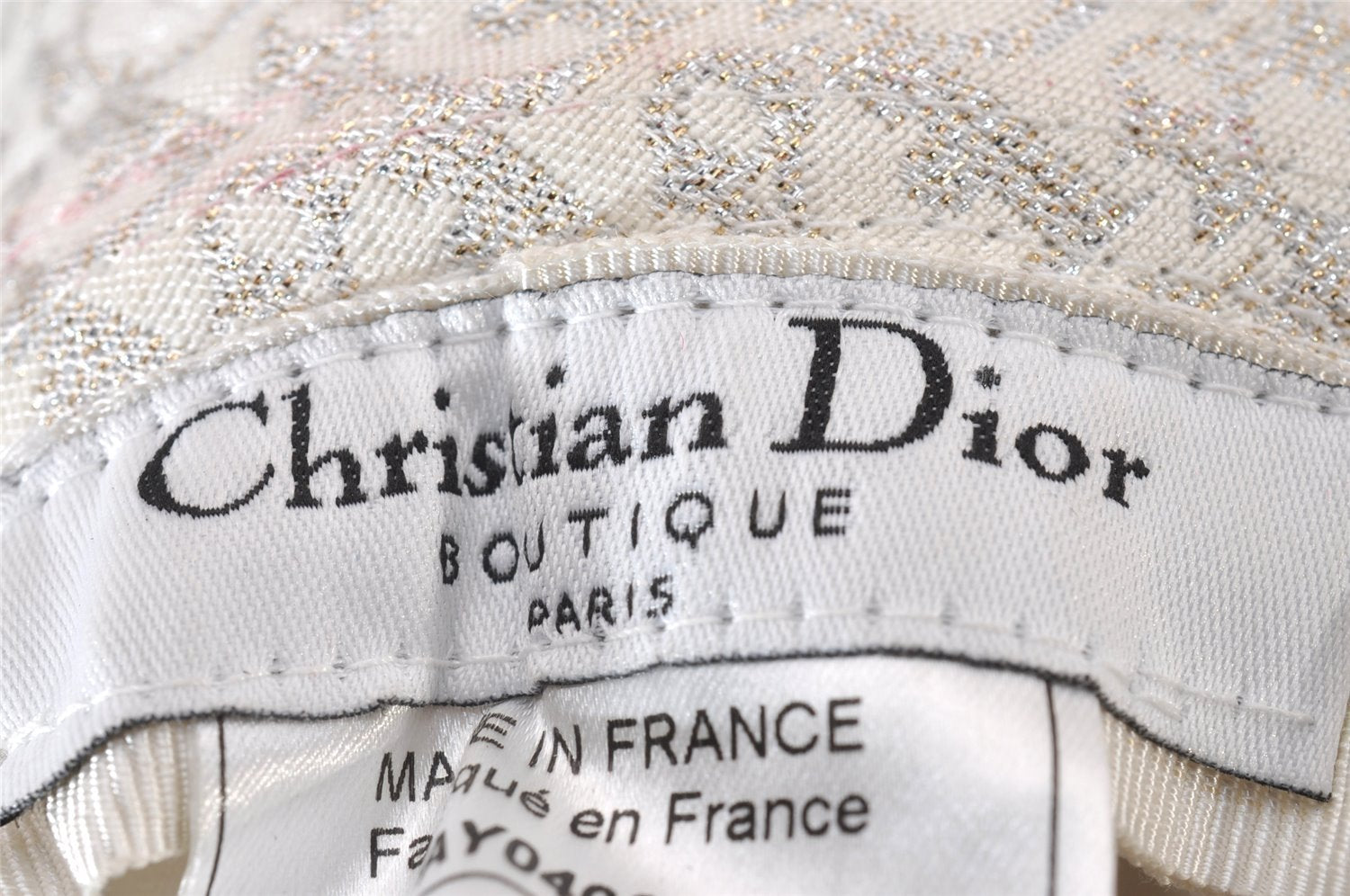 Authentic Christian Dior Trotter Chain Bucket Hat Size 58 Canvas White 8287I