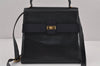 Authentic Salvatore Ferragamo Vara Leather 2Way Shoulder Hand Bag Navy SF 8288J