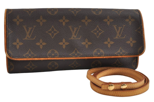 Authentic Louis Vuitton Monogram Pochette Twin GM Shoulder Bag M51852 LV 8289I