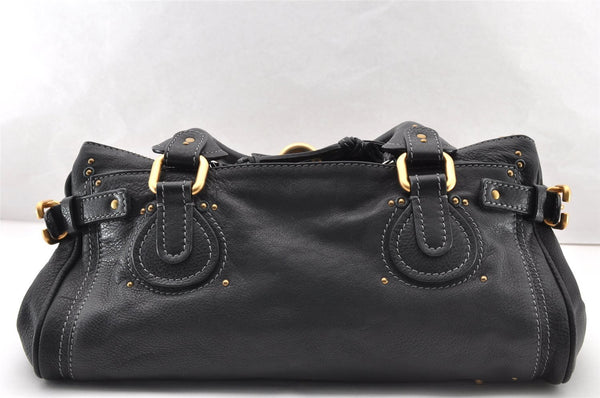 Authentic Chloe Vintage Paddington Leather Shoulder Hand Bag Black 8290I