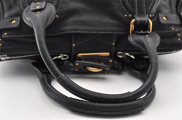 Authentic Chloe Vintage Paddington Leather Shoulder Hand Bag Black 8290I