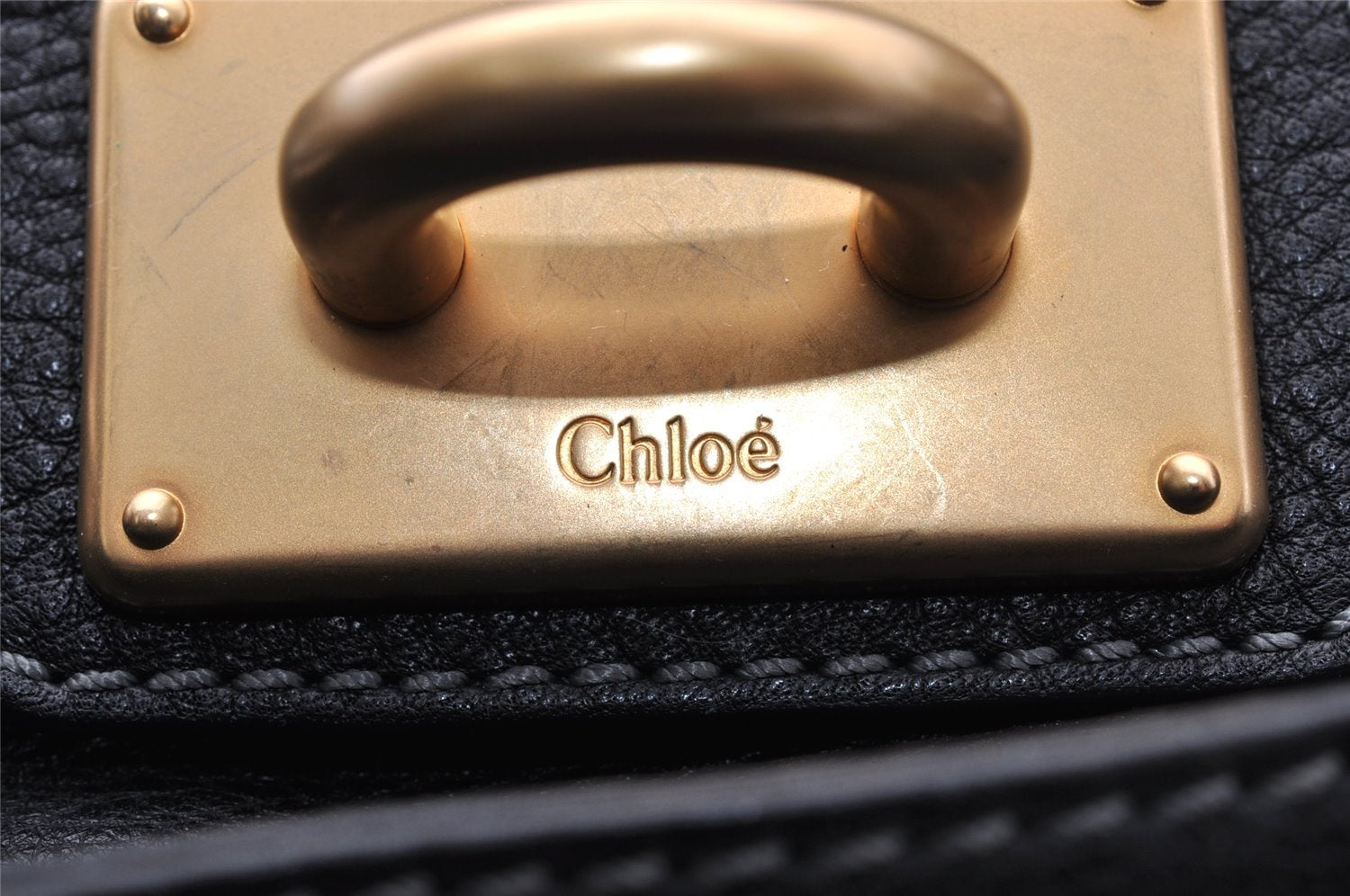 Authentic Chloe Vintage Paddington Leather Shoulder Hand Bag Black 8290I