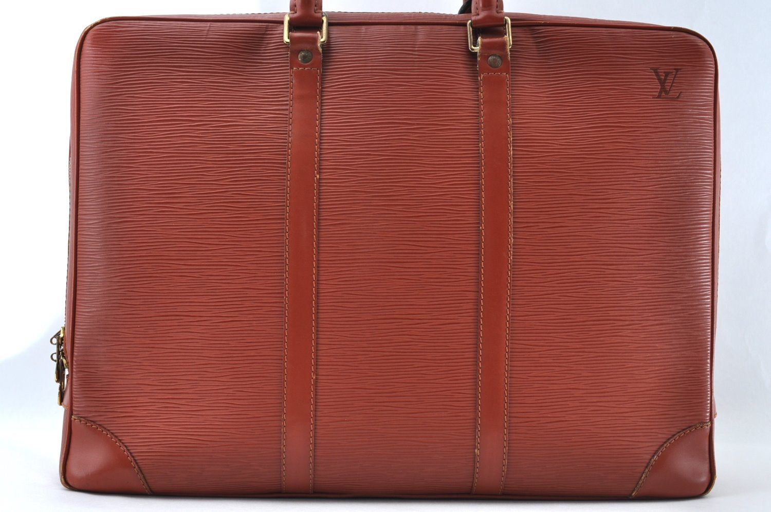Authentic Louis Vuitton Epi Porte Documents Voyage Briefcase M54473 Brown 8292M