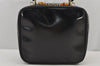 Authentic GUCCI Bamboo 2Way Shoulder Hand Bag Purse Enamel Black 8293J