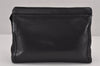 Authentic CELINE Vintage Clutch Hand Bag Purse Leather Black 8301J