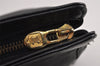 Authentic CELINE Vintage Clutch Hand Bag Purse Leather Black 8301J