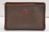 Authentic CELINE Macadam Blason Pattern Clutch Hand Bag PVC Leather Brown 8302J