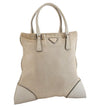 Authentic PRADA Vintage Canvas Leather Hand Tote Bag Purse White 8304M