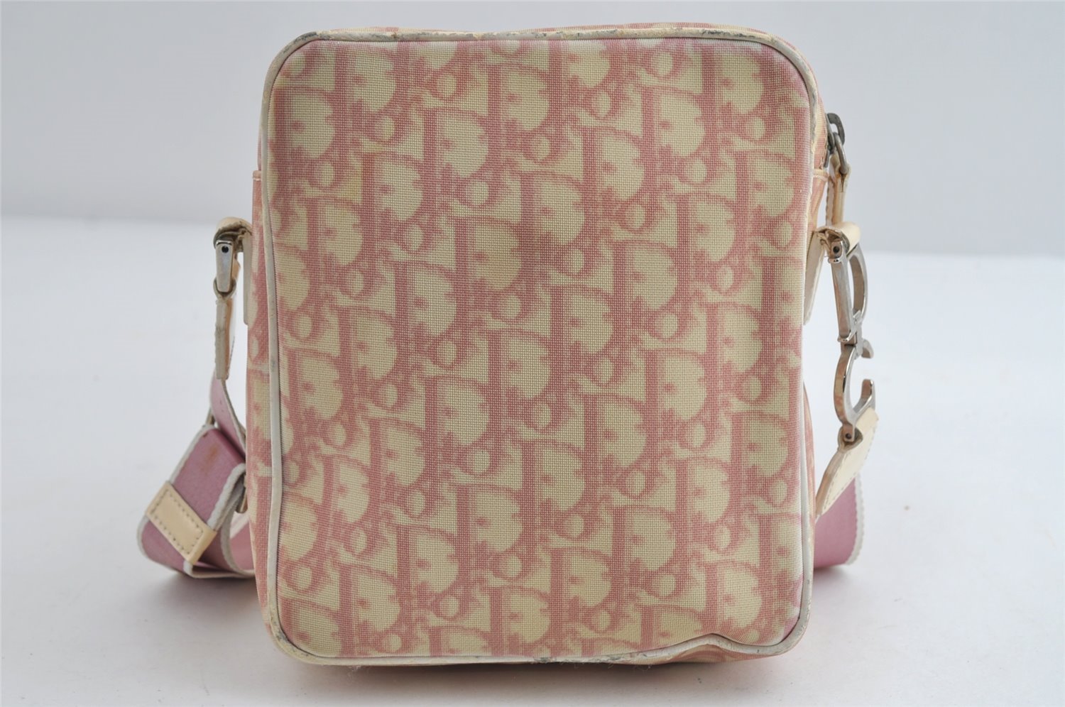 Authentic Christian Dior Trotter No.2 Shoulder Bag PVC Enamel Pink Junk 8310I