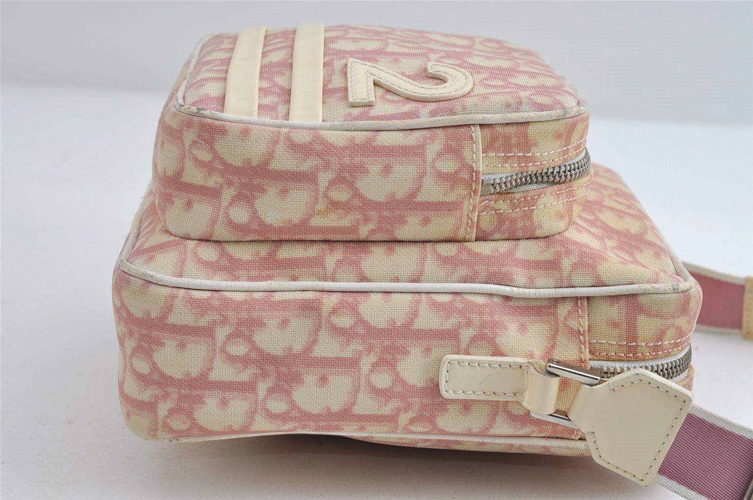 Authentic Christian Dior Trotter No.2 Shoulder Bag PVC Enamel Pink Junk 8310I