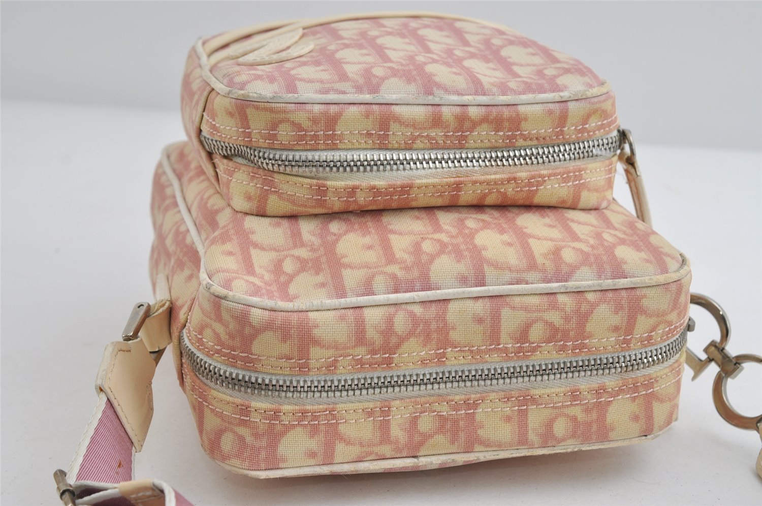 Authentic Christian Dior Trotter No.2 Shoulder Bag PVC Enamel Pink Junk 8310I