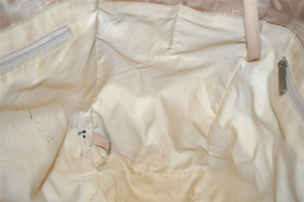 Authentic CHANEL New Travel Line Shoulder Tote Bag Nylon Leather Beige 8310J