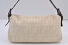 Authentic FENDI Zucca Mamma Baguette Shoulder Bag Canvas Leather Beige 8311J