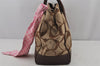 Authentic COACH Signature Shoulder Tote Bag Canvas Leather 11558 Brown 8319J