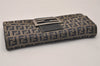 Auth FENDI Zucchino Mamma Baguette Wallet Canvas Leather Navy Box Junk 8320J