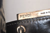 Auth FENDI Zucchino Mamma Baguette Wallet Canvas Leather Navy Box Junk 8320J