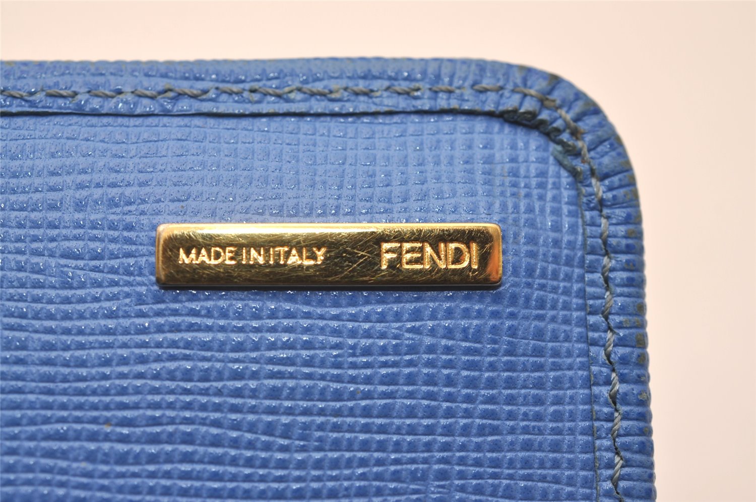 Authentic FENDI Vintage Long Wallet Purse Leather Blue Box 8321J