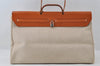 Authentic HERMES Her Bag GM & GM 2Way Tote Bag Canvas Leather White 8322I