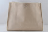 Authentic HERMES Her Bag GM & GM 2Way Tote Bag Canvas Leather White 8322I