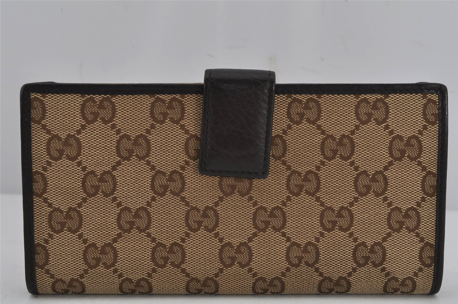 Authentic GUCCI Web Sherry Line Bifold Long Wallet GG Canvas Leather Brown 8322J