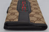 Authentic GUCCI Web Sherry Line Bifold Long Wallet GG Canvas Leather Brown 8322J