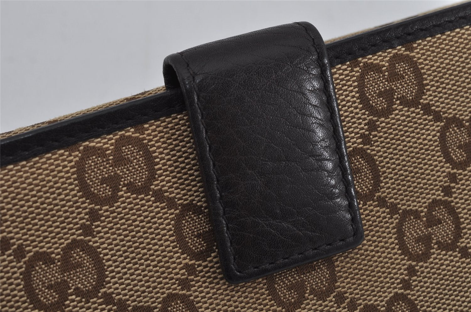 Authentic GUCCI Web Sherry Line Bifold Long Wallet GG Canvas Leather Brown 8322J