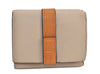 Authentic LOEWE Vintage Anagram Trifold Wallet Purse Leather Beige 8323M