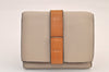Authentic LOEWE Vintage Anagram Trifold Wallet Purse Leather Beige 8323M