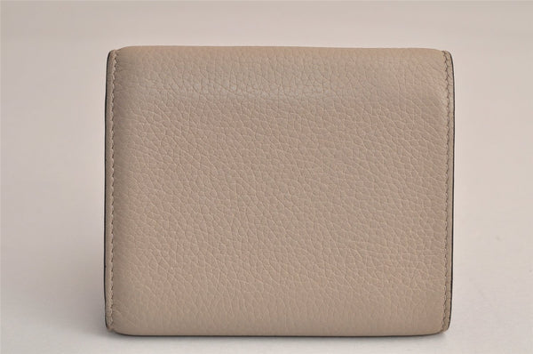 Authentic LOEWE Vintage Anagram Trifold Wallet Purse Leather Beige 8323M