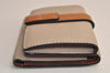 Authentic LOEWE Vintage Anagram Trifold Wallet Purse Leather Beige 8323M
