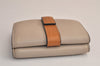 Authentic LOEWE Vintage Anagram Trifold Wallet Purse Leather Beige 8323M