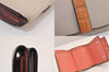 Authentic LOEWE Vintage Anagram Trifold Wallet Purse Leather Beige 8323M