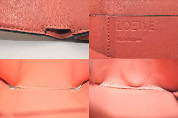Authentic LOEWE Vintage Anagram Trifold Wallet Purse Leather Beige 8323M