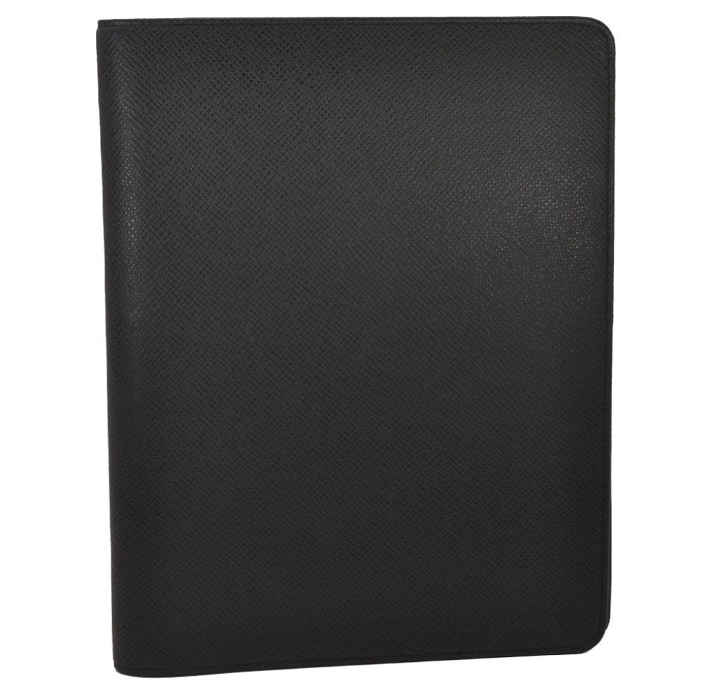 Authentic Louis Vuitton Taiga Agenda Bureau Notebook Cover Black R20409 LV 8324I