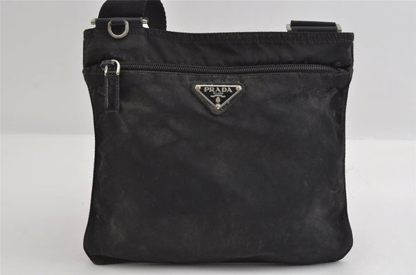 Authentic PRADA Nylon Tessuto Leather Shoulder Cross Body Bag Purse Black 8328I